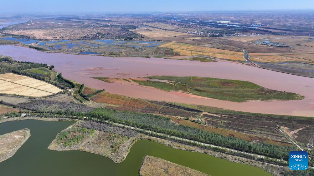 View of section of Yellow River in NW China